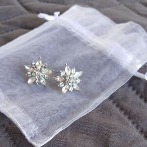 Elegant Silver Floral Stud Earrings
